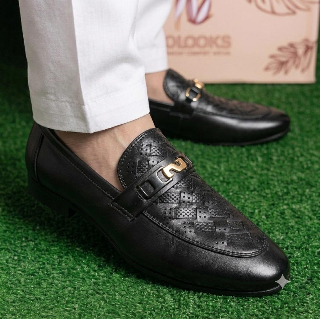 Premium Men's Black Leather Loafers