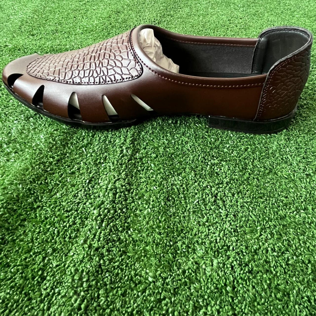 Men's Brown Croc Texture loafers  – Premium Comfort