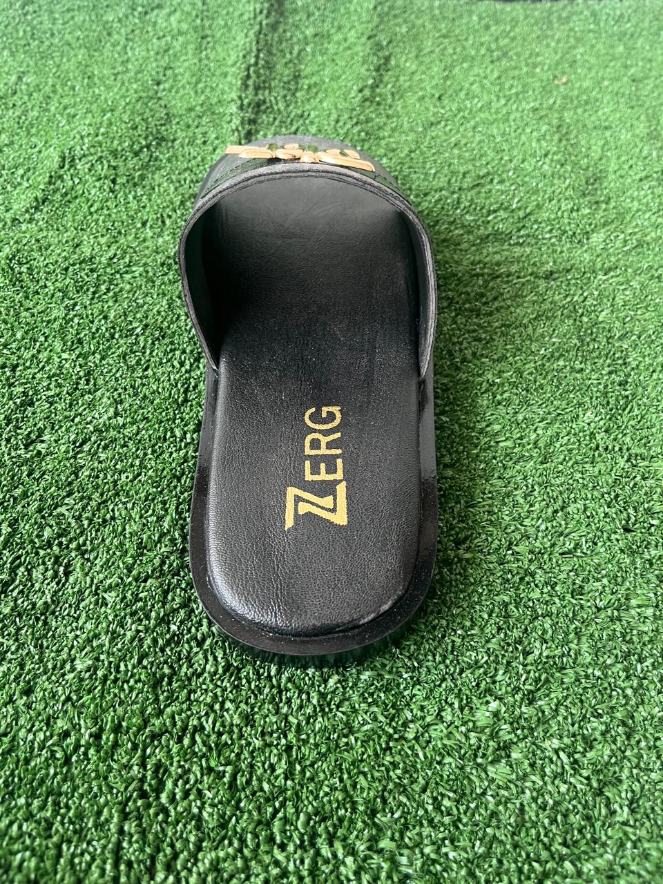 Men's Premium Black Slip-On Comfort Slides with Gold Logo