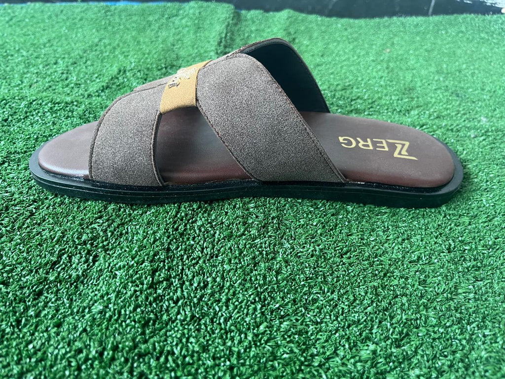 Men's Fashion Brown Cross Strap Sandals