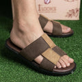 Men's Premium Brown Cross Strap Comfort Slides | Casual Slip-On Sandals