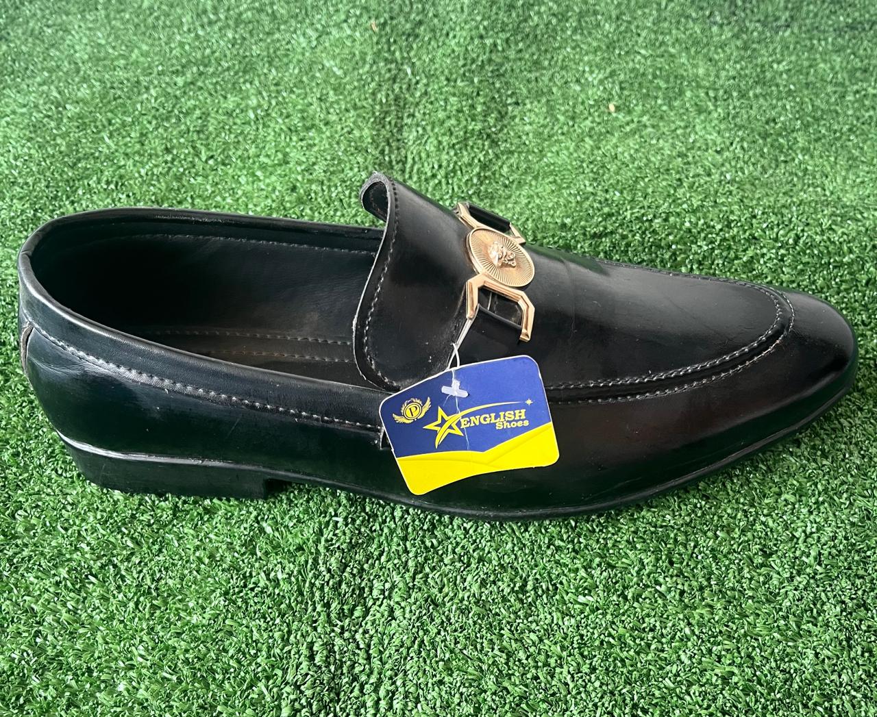 Premium Men's Black Leather Medusa Bit Loafers