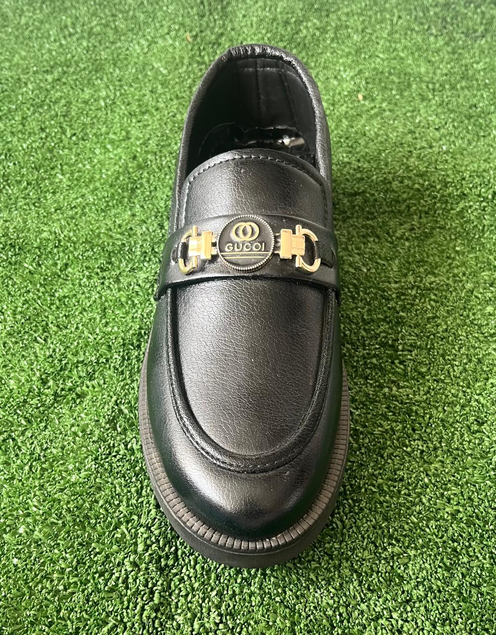 Premium Men's Black Leather Slip-On Loafers – Gold Bit Formal Shoes