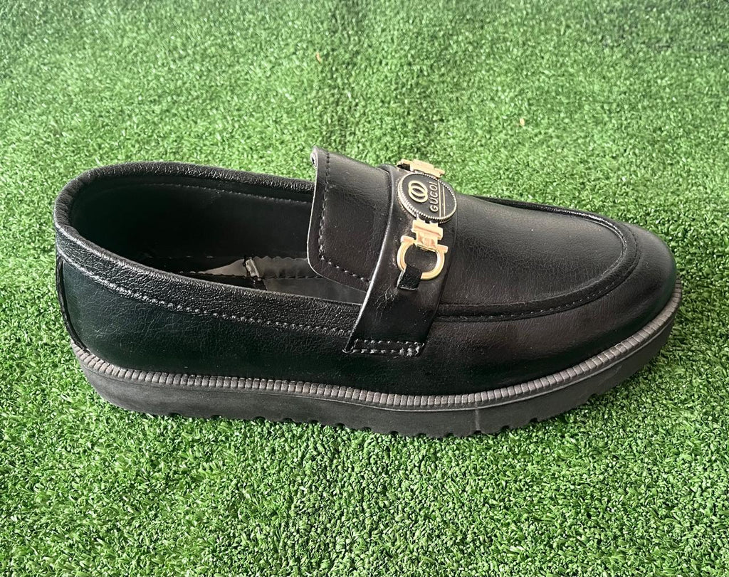 Premium Men's Black Leather Slip-On Loafers – Gold Bit Formal Shoes